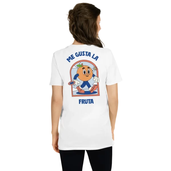 camiseta de mujer me gusta la fruta blanco trasera chica