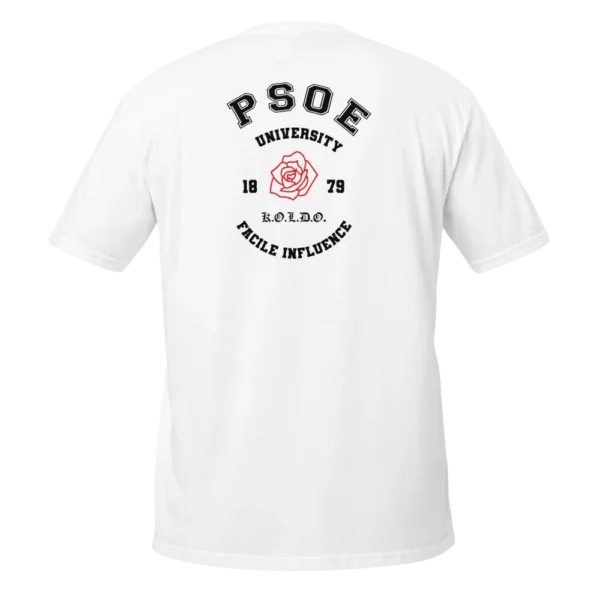 camiseta de mujer psoe university blanco trasera