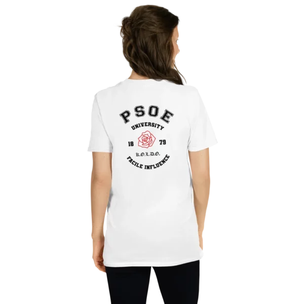 camiseta de mujer psoe university blanco trasera chica