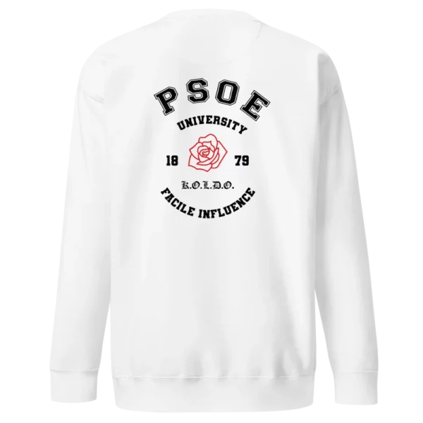 sudadera de hombre psoe university blanco trasera