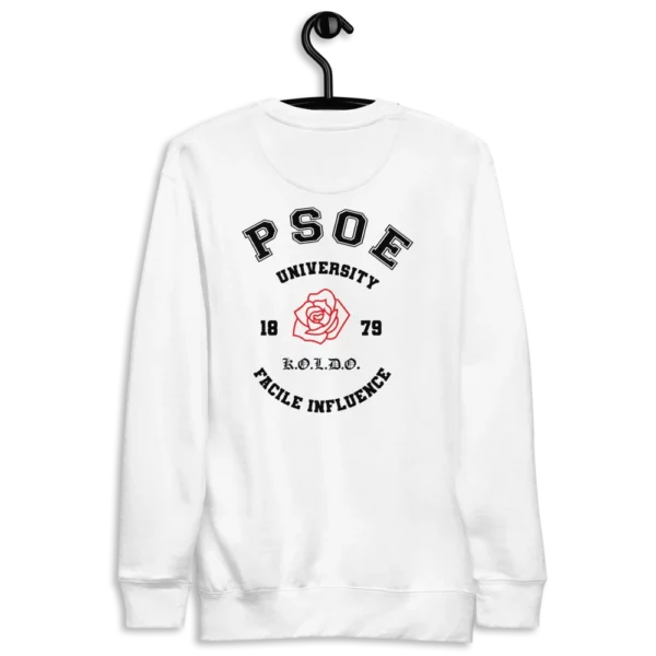 sudadera de mujer psoe university blanco trasera