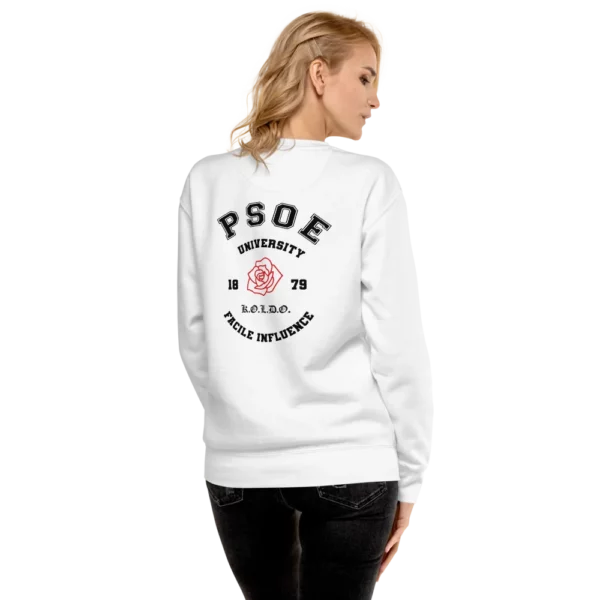 sudadera de mujer psoe university blanco trasera chica